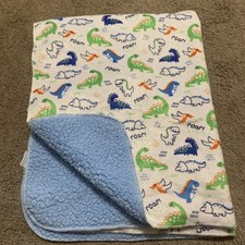 Kidgets Dinosaur  roar   Blue Sherpa Baby Blanket