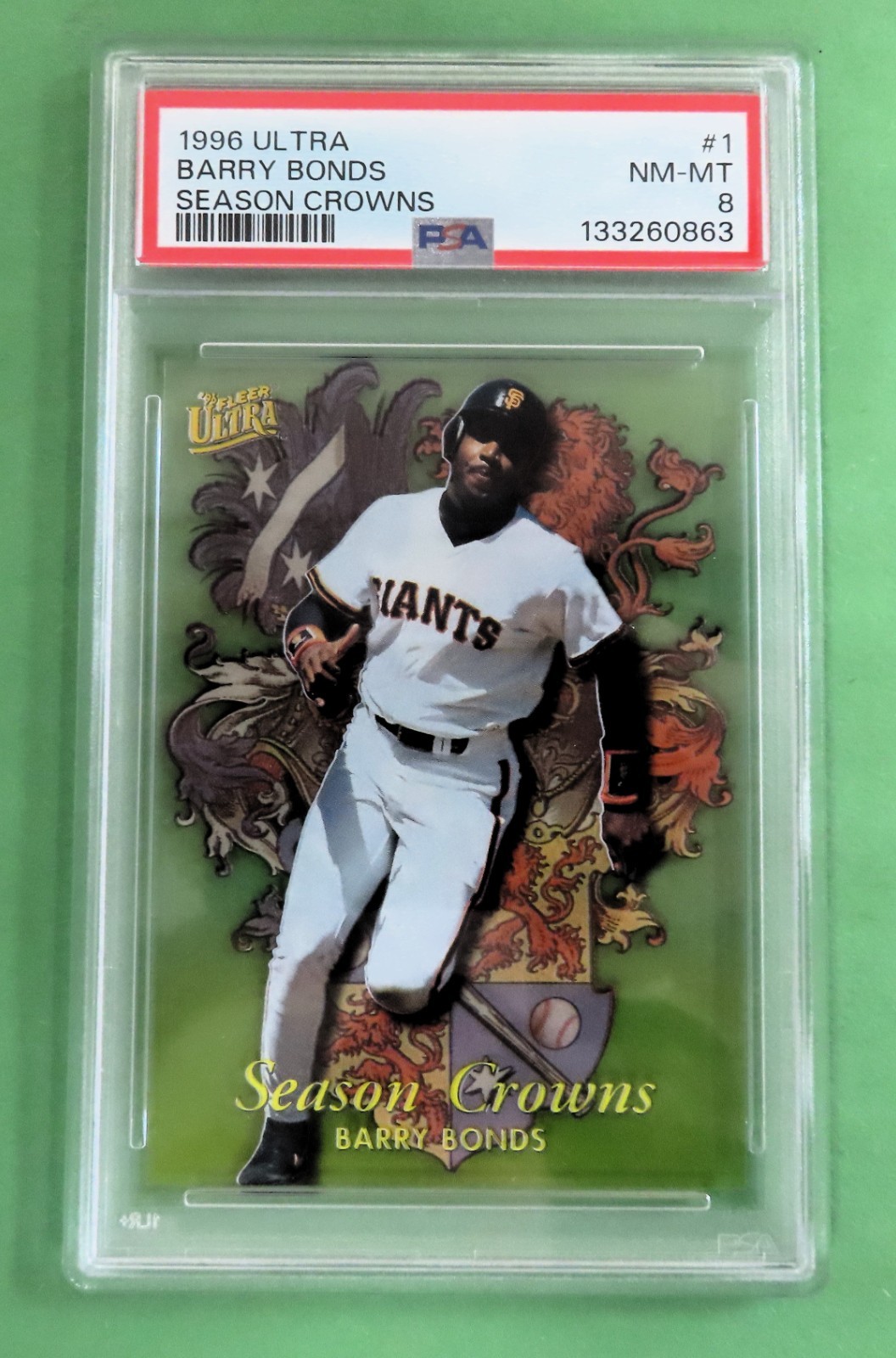 1996 Fleer Ultra BARRY BONDS Season Crowns INSERT #1   PSA 8 NM-MT   Giants
