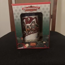 1998 Budweiser Holiday Stein Ceramic Beer Mug Collectible Grant’s Farm In Box
