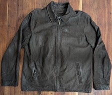 Eddie Bauer Leather Jacket Mens XL Tall Brown Full Zip Bomber