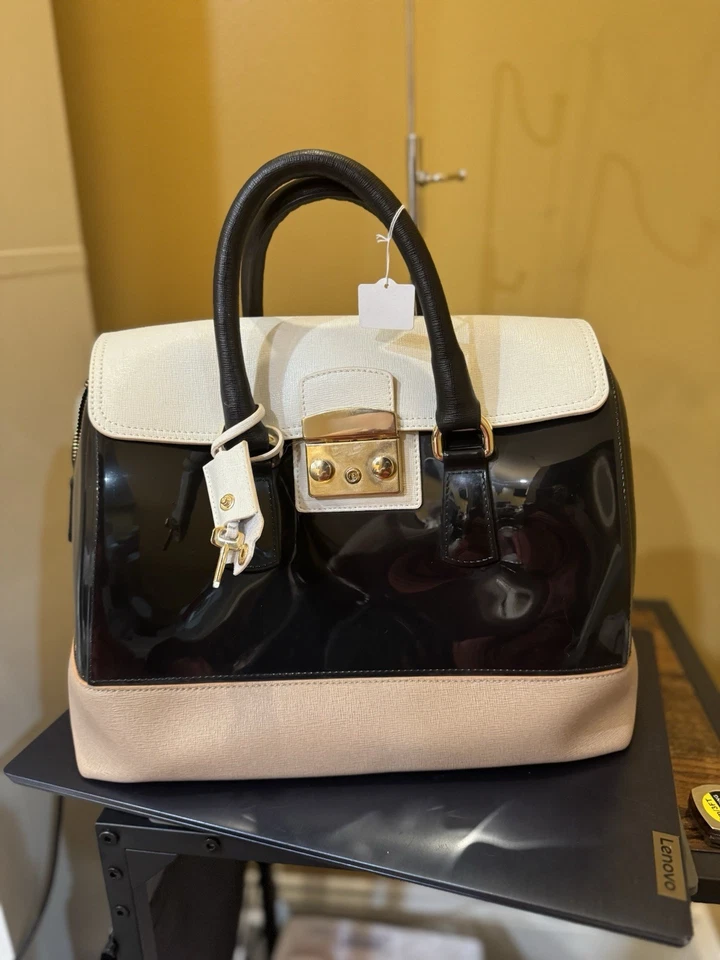 Furla Tricolor Rubber and Leather Candy Flap Satchel - Image 2 of 4