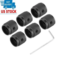 Guitar Knobs Metal 1/4" x 5/8" Potentiometer Knobs with Screw Black 6PCS 