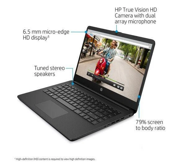 Windows 11 HP 14s-dq0011na 14in Pentium Silver 4GB 128GB Laptop black - Image 4 of 4