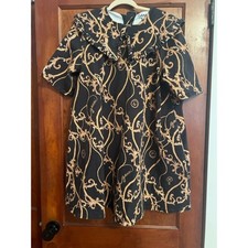 Ganni Black Dress with Gold Scroll Motif