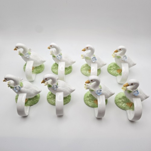 8 Vintage Ręcznie malowany Porcelana Kaczka Gęś Serwetka Pierścień Kwiat Wielkanoc Wiosna - Zdjęcie 8 z 8