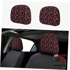 2 Pack Car Seat Headrest Cover, Soft Breathable Universal Seat One Size Cherry