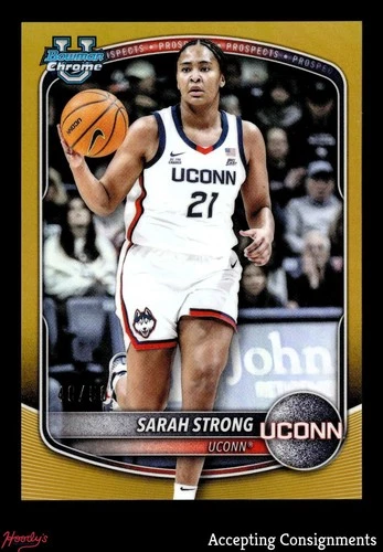 2025-26 Bowman Chrome Univ Prospects Gold Refractor Sarah Strong 48/50 ROOKIE