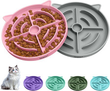 2 Pcs Silicone Slow Feeder Cat Bowl, Cat Slow Feeder for Food Training, Interact
