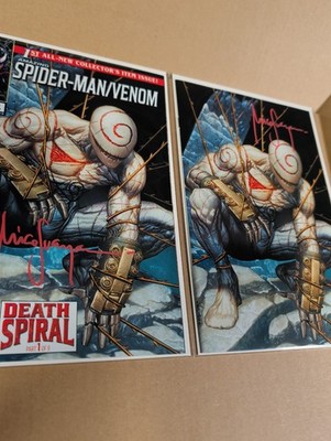 AMAZING SPIDERMAN VENOM DEATH SPIRAL #1 SUAYAN MEGACON VARIANT SET Signed MICO
