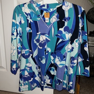 Ladies 1x Ruby Road V Neck Floral Top 