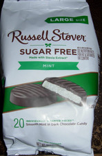 Russell Stover Sugar Free Mint Patties Dark Chocolate Covered Candy 10 OZ Bag 