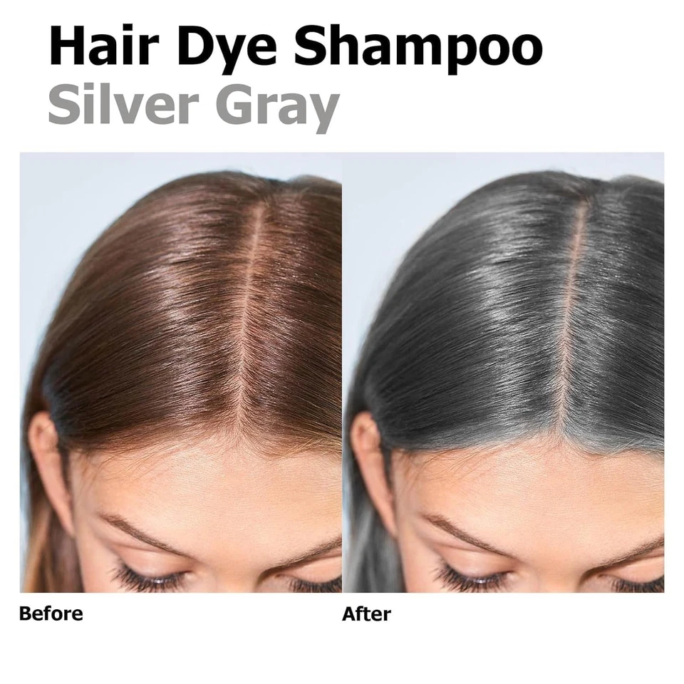 Champú instantáneo color cabello gris plateado, tinte de larga duración 5 en 1 para mujeres y hombres Foto 3 de 4
