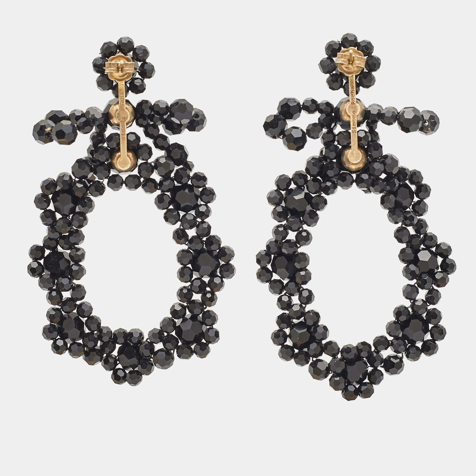 Simone Rocha Black Beaded Gold Tone Earrings