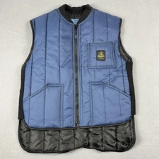 RefrigiWear Vest Mens Large Blue Quilted Insulated Workwear Zip Front 0599R