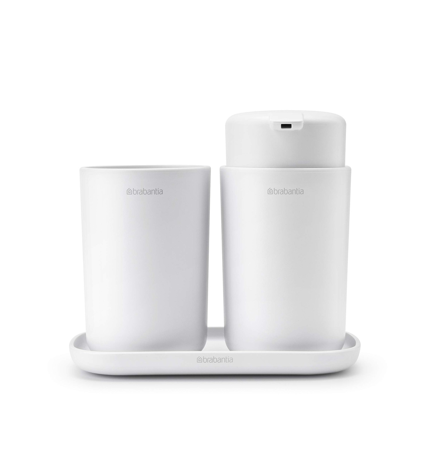Brabantia Renew 3 Piece Bathroom Accessory Set (White) Refillable Handwash Soap Dispenser, Toothbrush Holder & Tray - Image 5