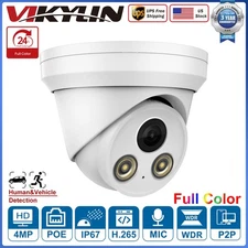 VIKYLIN 4MP 24/7 Full Color Night Vision Turret IP Camera MIC Outdoor Waterproof