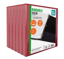 6 Pack Red 1 Inch Slant D-Ring Binders, Heavy Duty View Binder with Durable