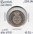 Portugal 120 Reis 1816-26 UNC KM 353