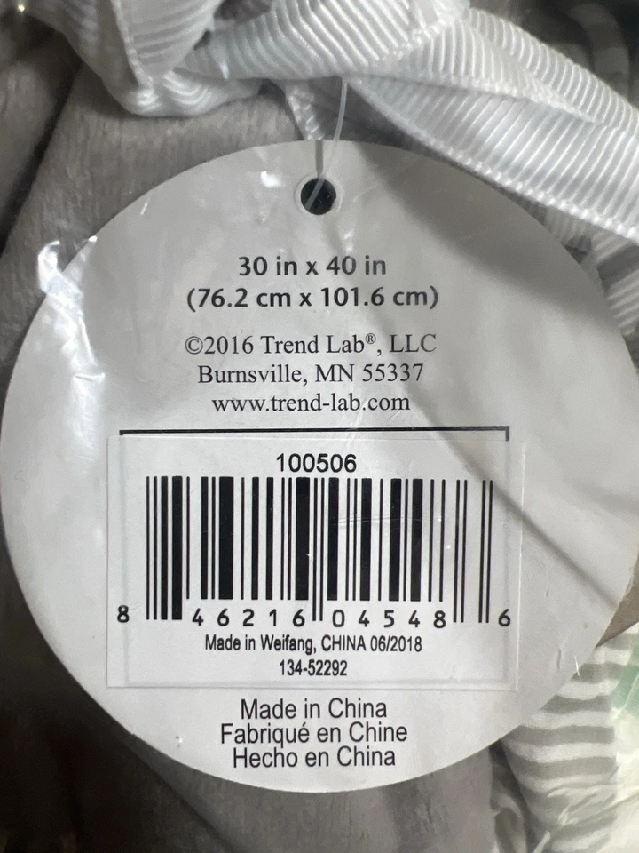 Trend Lab Dove Gray Receiving Blanket-Ruffle Stripe Trimmed 30 In X 40 In - Image 3 of 4