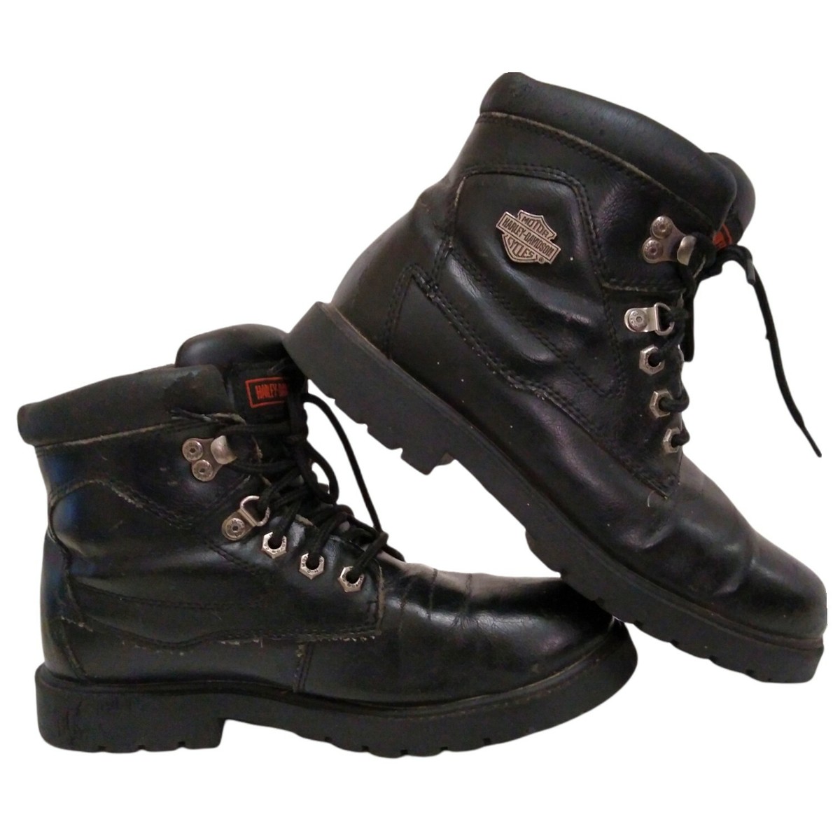 Harley Davidson Womens Black Faux Vegan Leather Laced Ankle  display picture 3