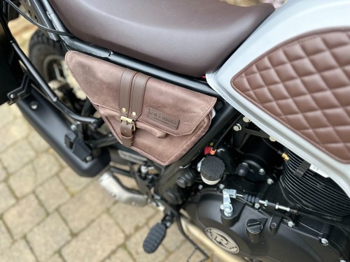 **UK STOCK** Tobacco Leather Side Bag LH for Royal Enfield Himalayan - Picture 7 of 11