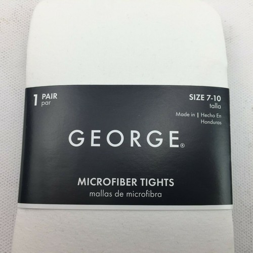 George Girls White Microfiber Tights Church Dance Layer Medium 7-10 - Picture 4 of 5