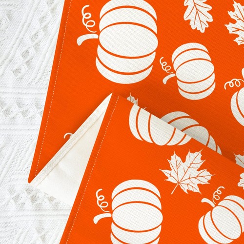 Fall Pumpkin Orange Placemats for Dining Table 12 x 18 Inch Happy Harvest Lea... - Picture 3 of 6