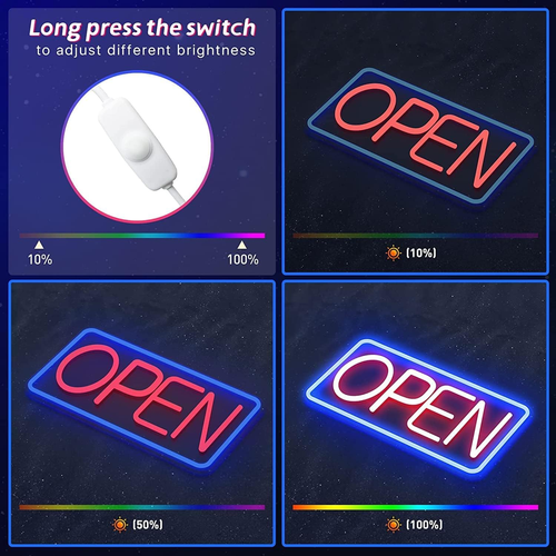 LED Open Neon Sign Powered by USB Neon Sign with Dimmable Switches Light Adverti - Picture 3 of 12