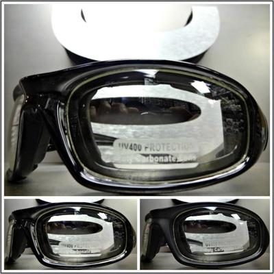 Men MOTORCYCLE BIKER RIDING DRIVING SAFETY PADDED Clear Lens SUN GLASSES GOGGLES