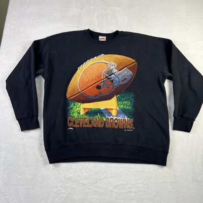 Vintage Cleveland Browns Crewneck Sweatshirt Men's XL Nutmeg Mills Faded Black