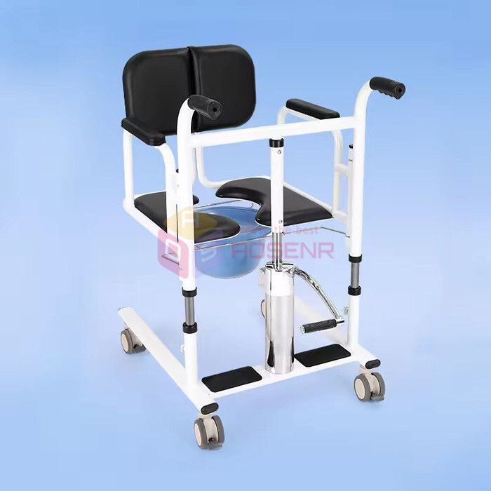 Patient Lift Wheelchair Hydraulic Transfer Chair w/180° Split Seat and Potty