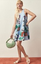 Anthropologie Maeve Mini Dress Keiko Blue Floral Preppy Comfort Pocket XXS NWT