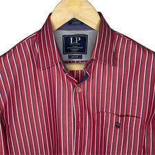 Louis Philippe Men Dress Shirt Size 42 cm Tailored Fit Striped Cotton