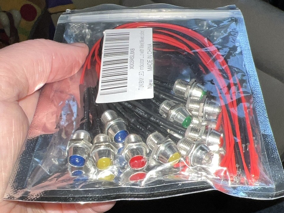 10pcs LED Indicator Light AC/DC 110V 8mm Panel Mount Red Yellow Blue ...