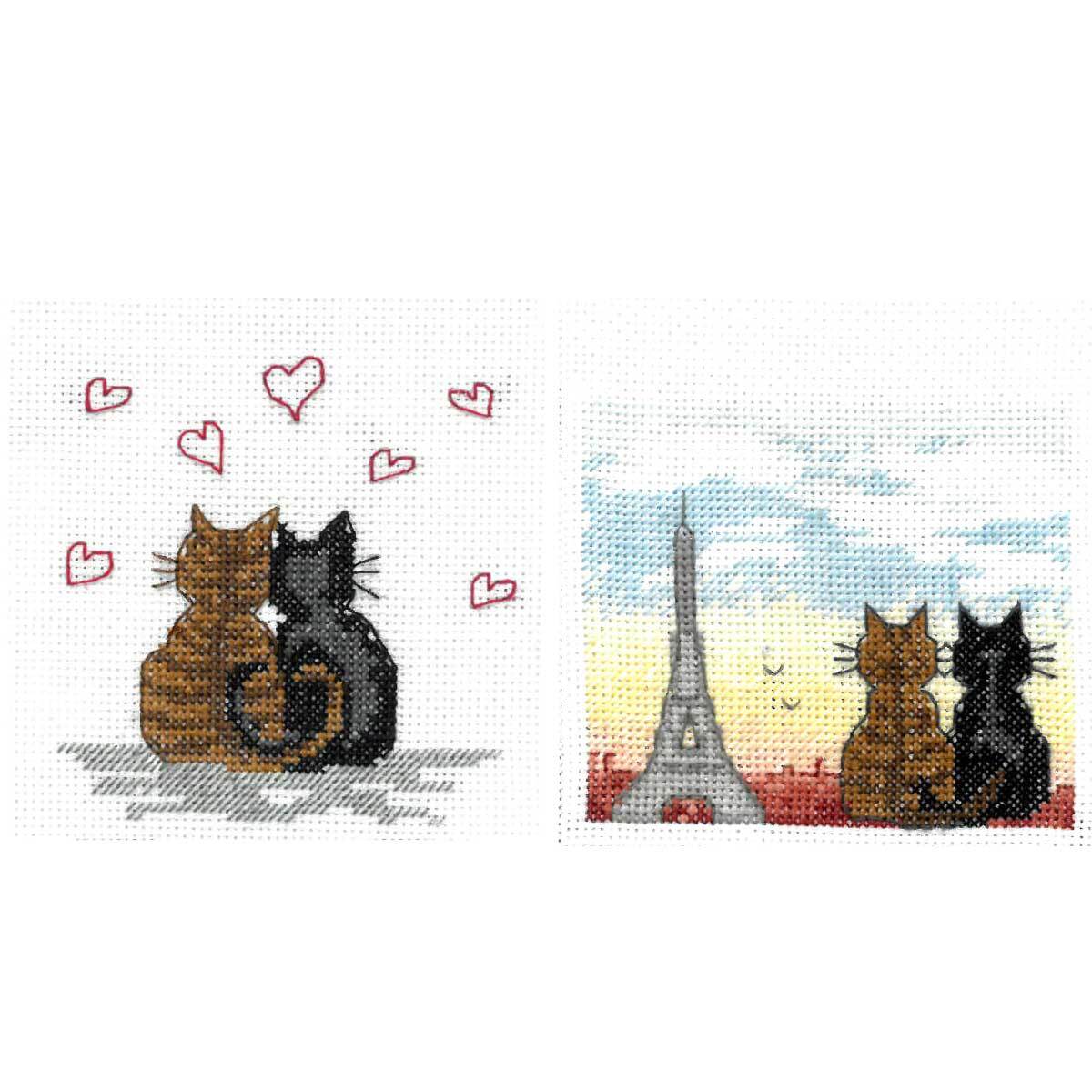 Le Bonheur des Dames Greeting cards set of 2 counted cross stitch kit ""Parisian