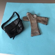 Gene Metallic gold￼ gloves￼ & Black Leather BAG  Tyler/Alex/Violet/Madra/Monica