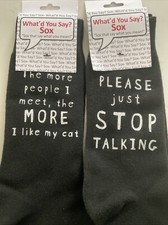 Unisex Crew Novelty Socks - 2 Pairs NEW Great Gift For Cat Lovers One Size
