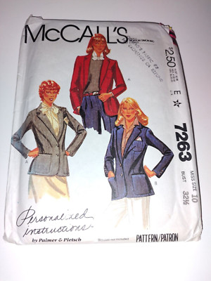 Vintage 1980 MCCALL'S Pattern 7263 Misses' Jacket Size 10 Bust 32 1/2 UNCUT