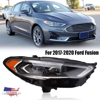 Right Passenger Side Black Full LED Projector Headlight For 2017-20 Ford Fusion