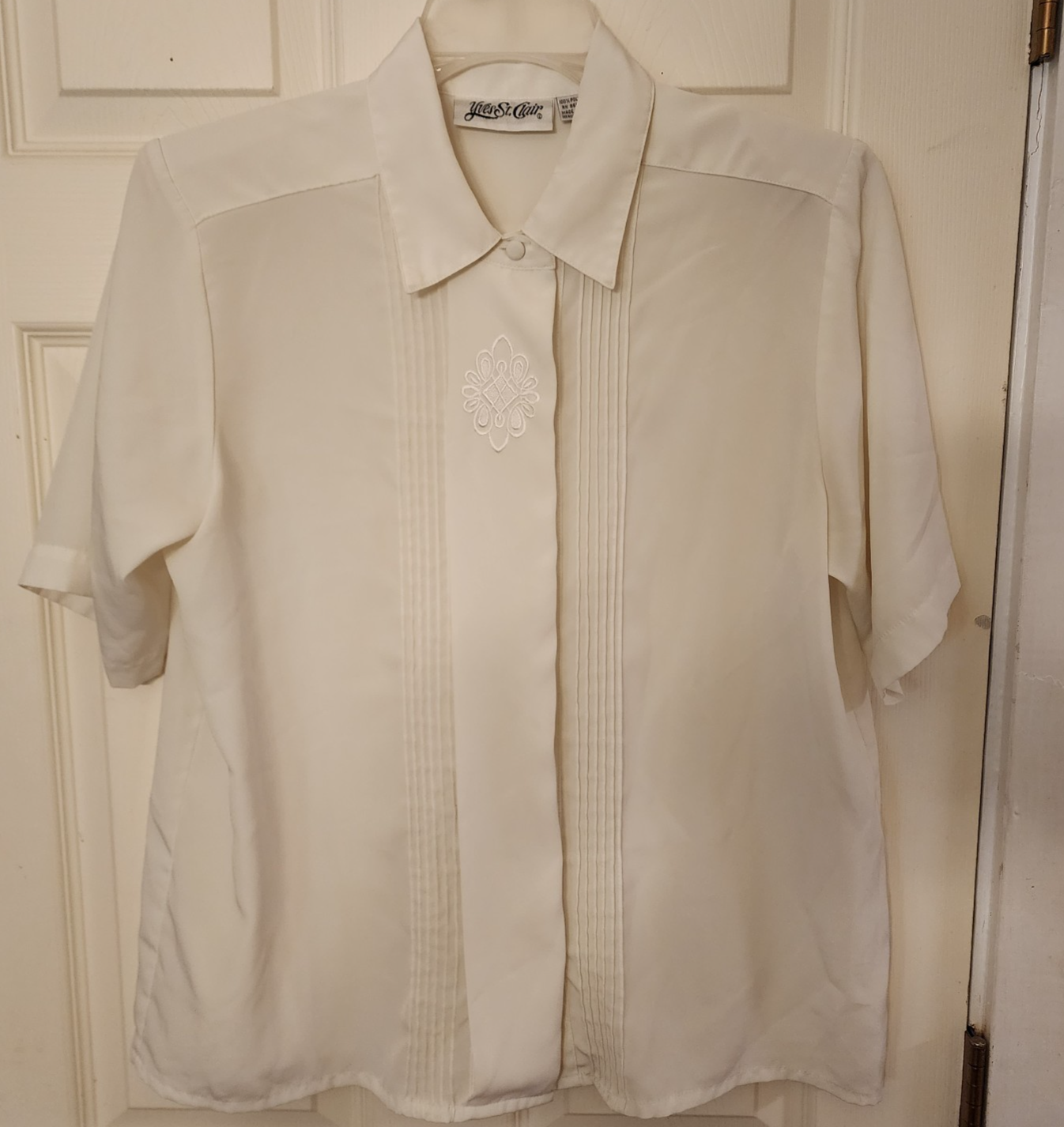 SAINT LAURENT Camicetta donna vintage Yves St Clair avorio spalline con bottoni taglia 16