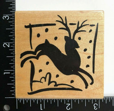 Stampendous Reindeer Square Christmas Snowflakes Snow Q076 Rubber Stamp