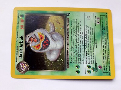 Pokemon 1998 Basic 60HP Shiny foil Dark Arbok 1st base holo card 2/82 -9/10  | eBay