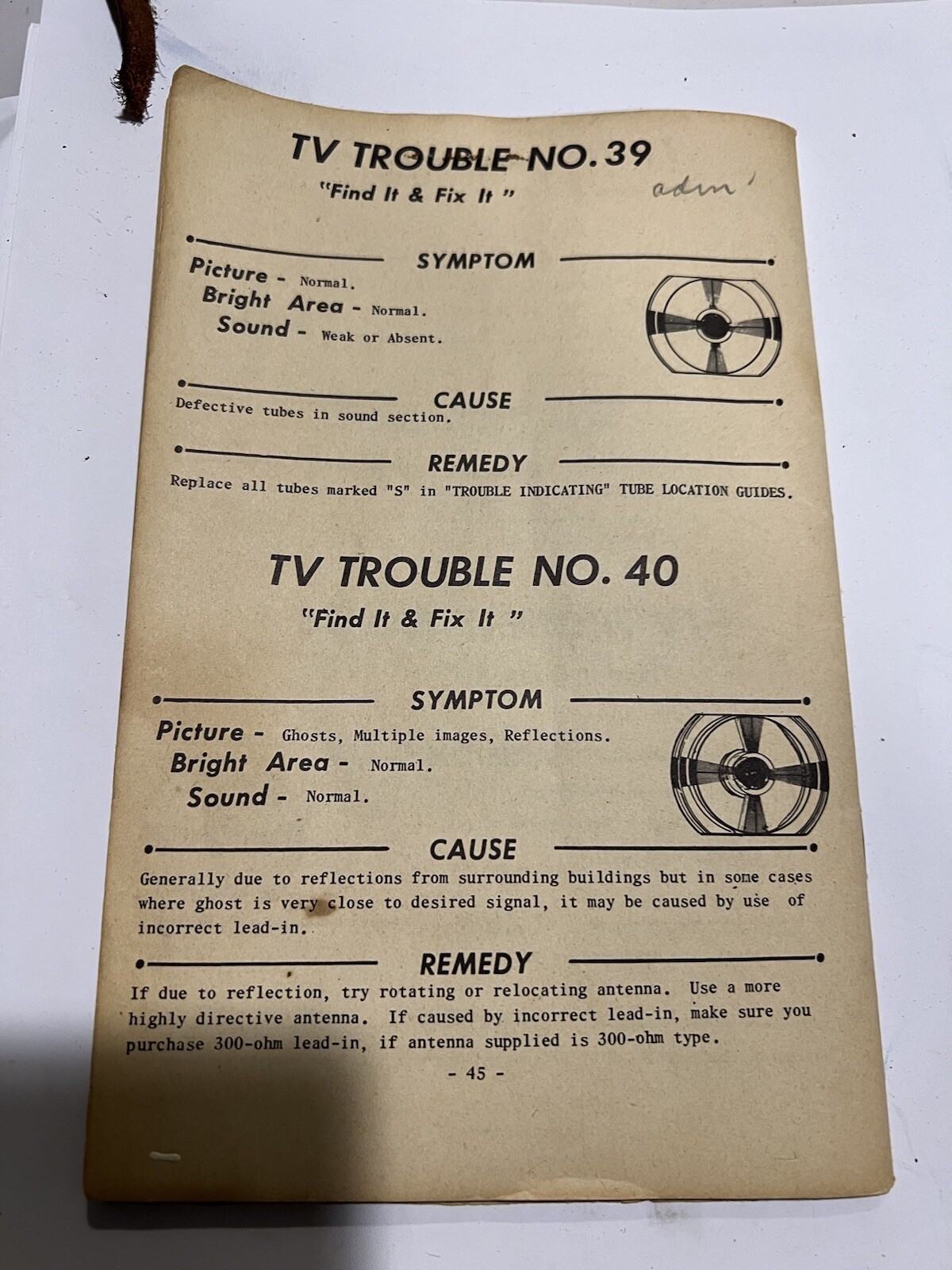 1955 TV TROUBLE TRACER Vol. 4 Television Repair Manual Very Cool! eBay