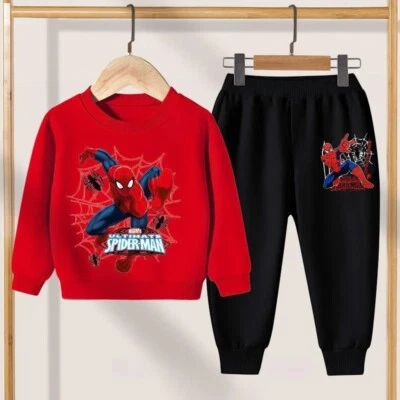MARKENLOS Disney Kinder Pyjama Spider man Outfit Set Jungen Mädchen Winter Baby Kleidung