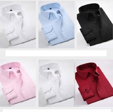 New Mens Dress Shirts Long Sleeves Formal Business Work Pocket Casual Shirts Top
