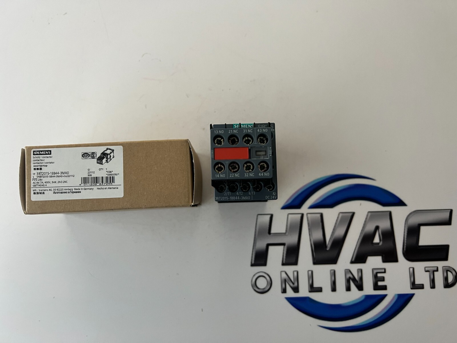 Siemens 3RT2015-1BB44-3MA0 SIRIUS POWER CONTACTOR 3-pole, 24 V DC auxiliary cont