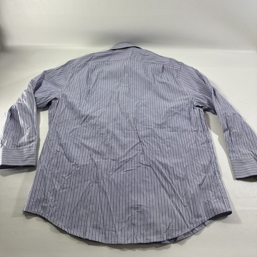 David Taylor Collection Mens Classic Fit Purple Striped Shirt Sz LG 16.5 32-33 - Picture 7 of 7