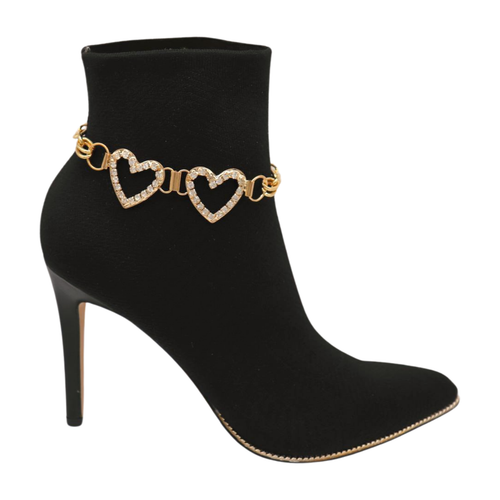 Mujer Metal Dorado Bota Cadena Pulsera Zapato Tobillera Corazones Dije Tamaño Ajustable - Imagen 18 de 24
