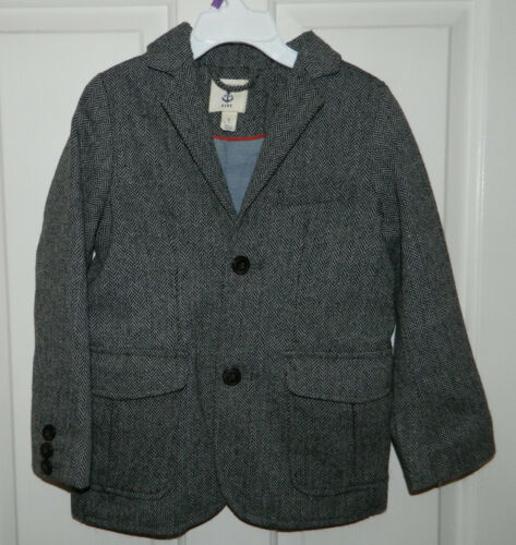 LANDS END KINDER Jungen Wollmischung Hahnentritt Sport Mantel BLAZER Jacke S 4