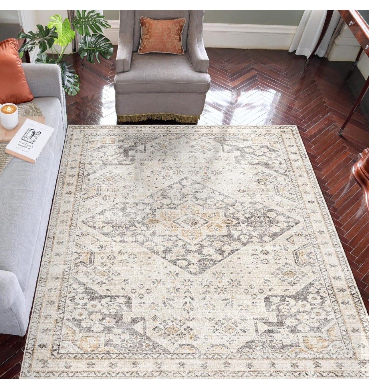 Fortsea 5x7 Area Rug, Vintage Washable Area Rugs, Non-Slip Rug for ...